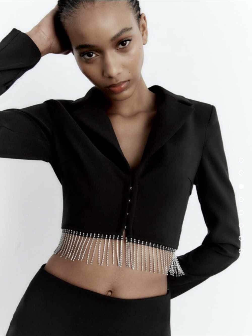 Zara Rhinestone V-Neck Blazer Top - Picture 2 of 7